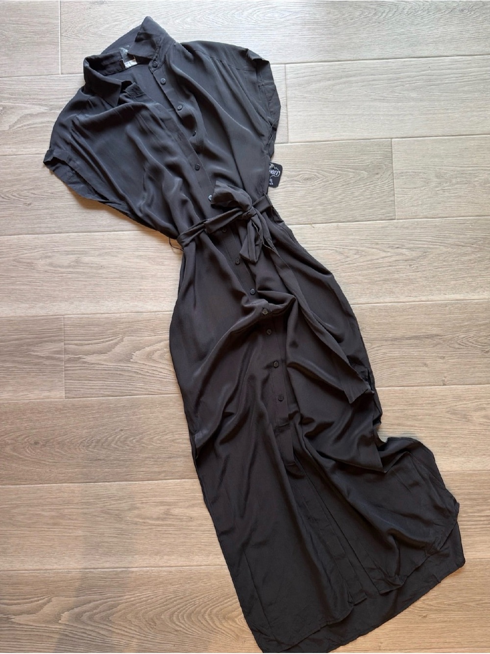 Club Monaco Black Button-Front Maxi Shirt Dress - Picture 2 of 3